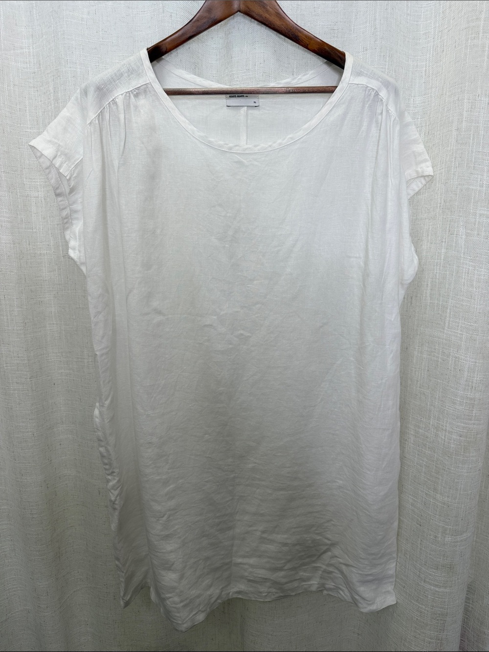 Allen Allen White Linen Scoop Neck Tunic Dress Size X-Large Excellent Condition